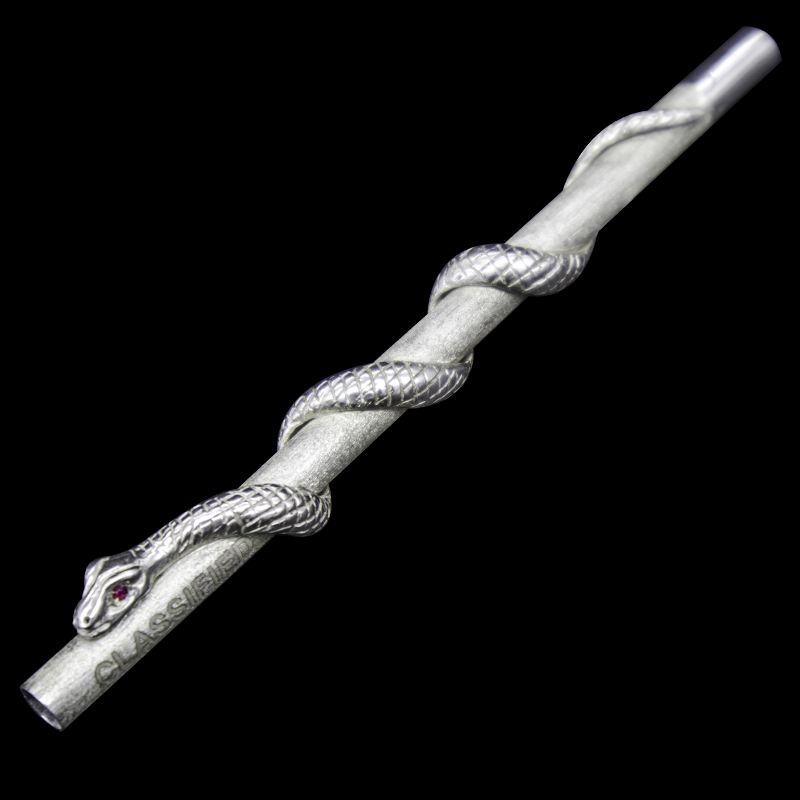 Elite Rhodolite-Eyed Serpent 925 Sterling Silver Straw